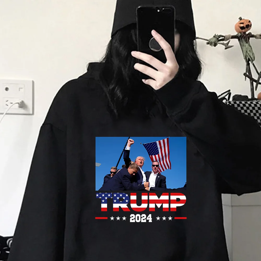 Donald Trump hoodie streetwear ฤดูหนาวผ้านุ่มสบายอะนิเมะออกแบบหญิงเสื้อ hoodie ฤดูหนาว streetwear