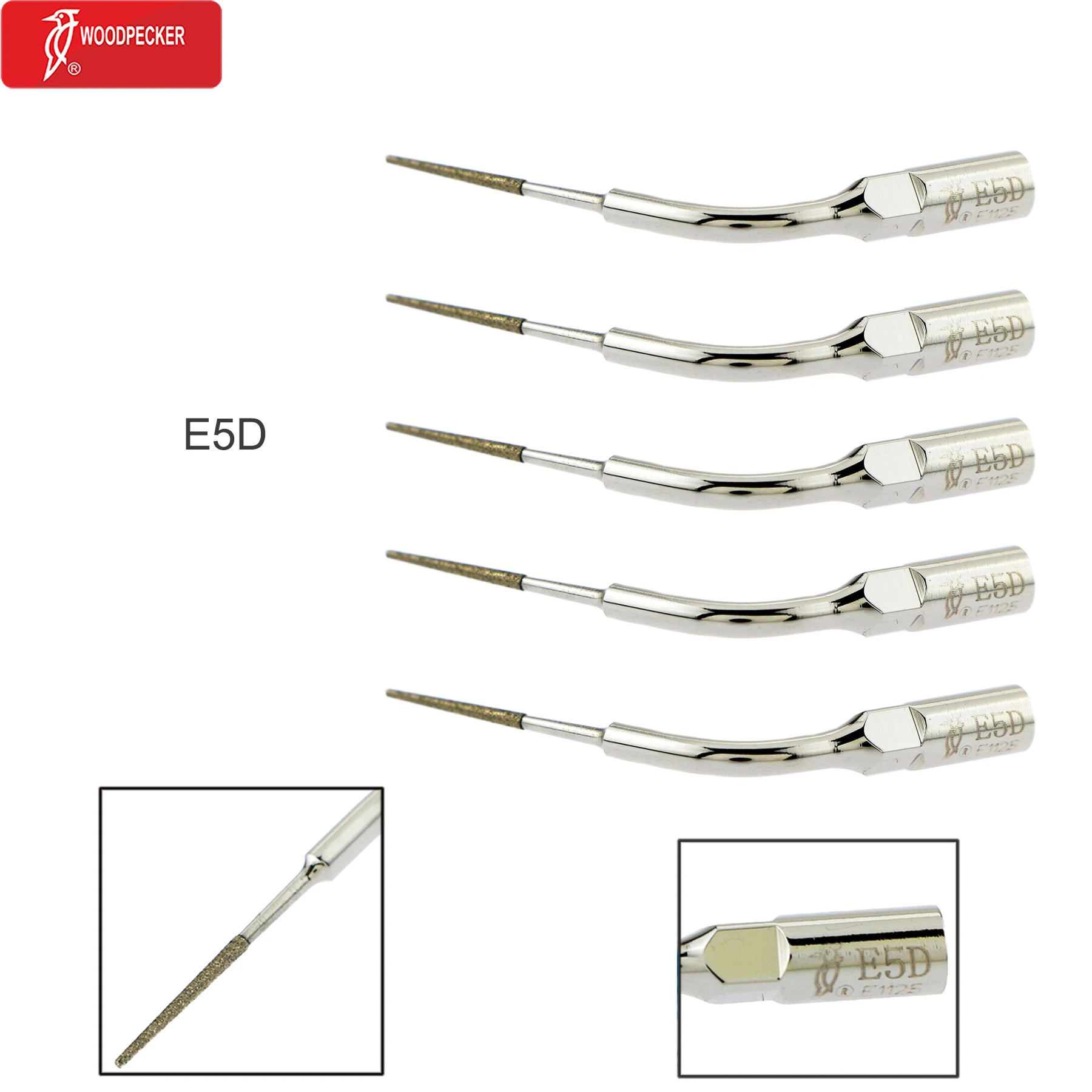 WOODPECKER Dental Ultrasonic Diamond coated Tips E5D Fit EMS  Handpiece