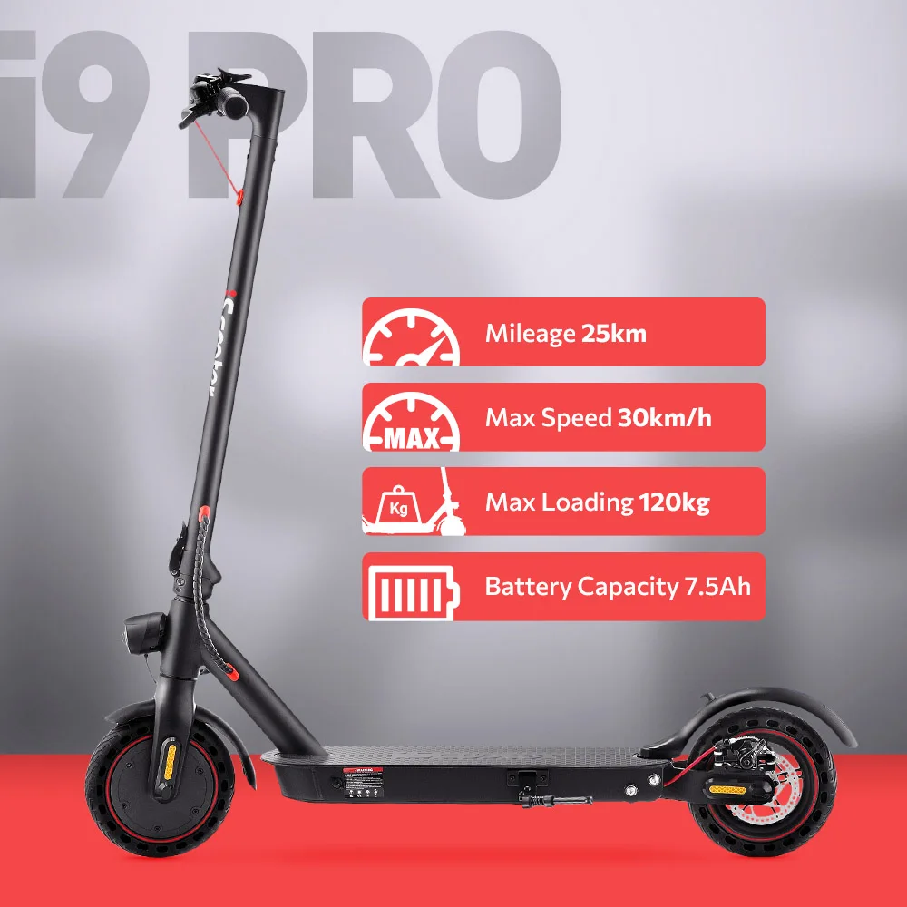 iScooter i9 Pro Electric Scooter 350W Motor 7.5Ah Battery , 8.5 Inch Honeycomb Tire Adult Escooter, 30km/h Max Speed,IP54