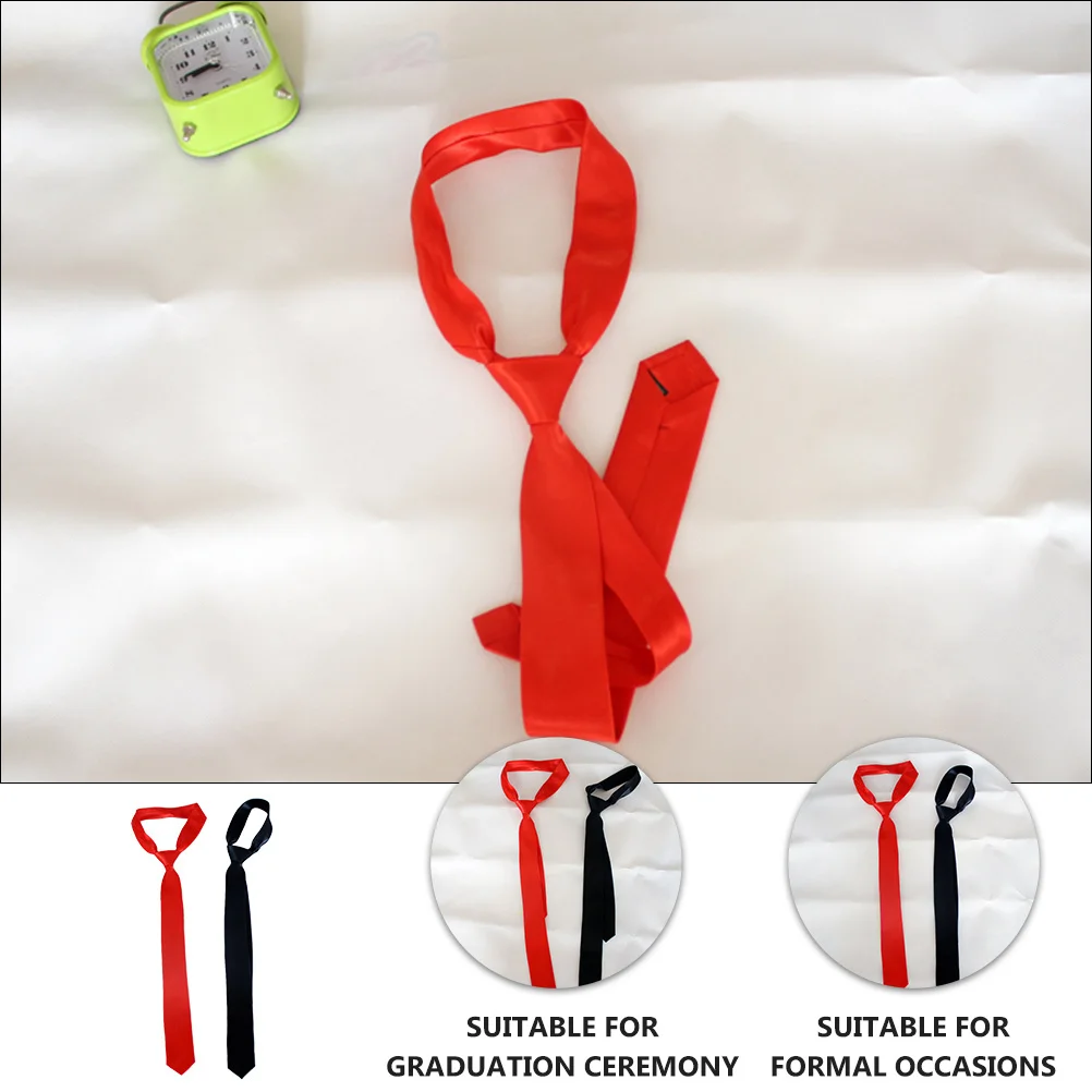 

2pcs Black Solid Color Tie Adjustable Men Formal Business Necktie Daily Wear Unisex Simple Design Nylon Silk Waistcoat Party