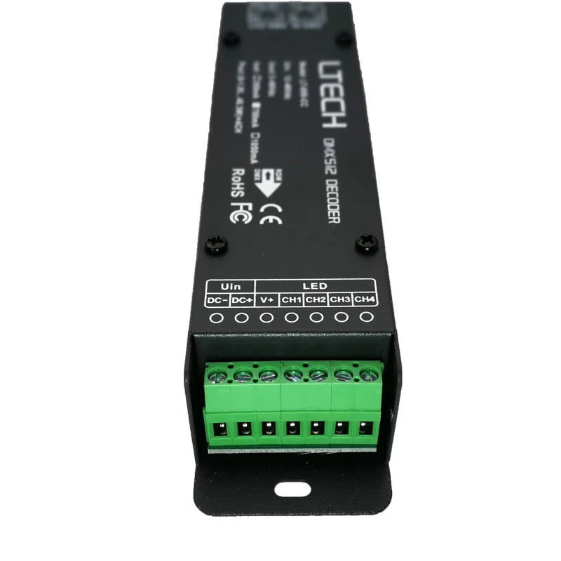 Dekoder DMX Led LTECH CC 4 kanały DC 12V-48V 4CH 350mA 700mA 1050mA wyjście DMX512 stały prąd Slave Port RJ45