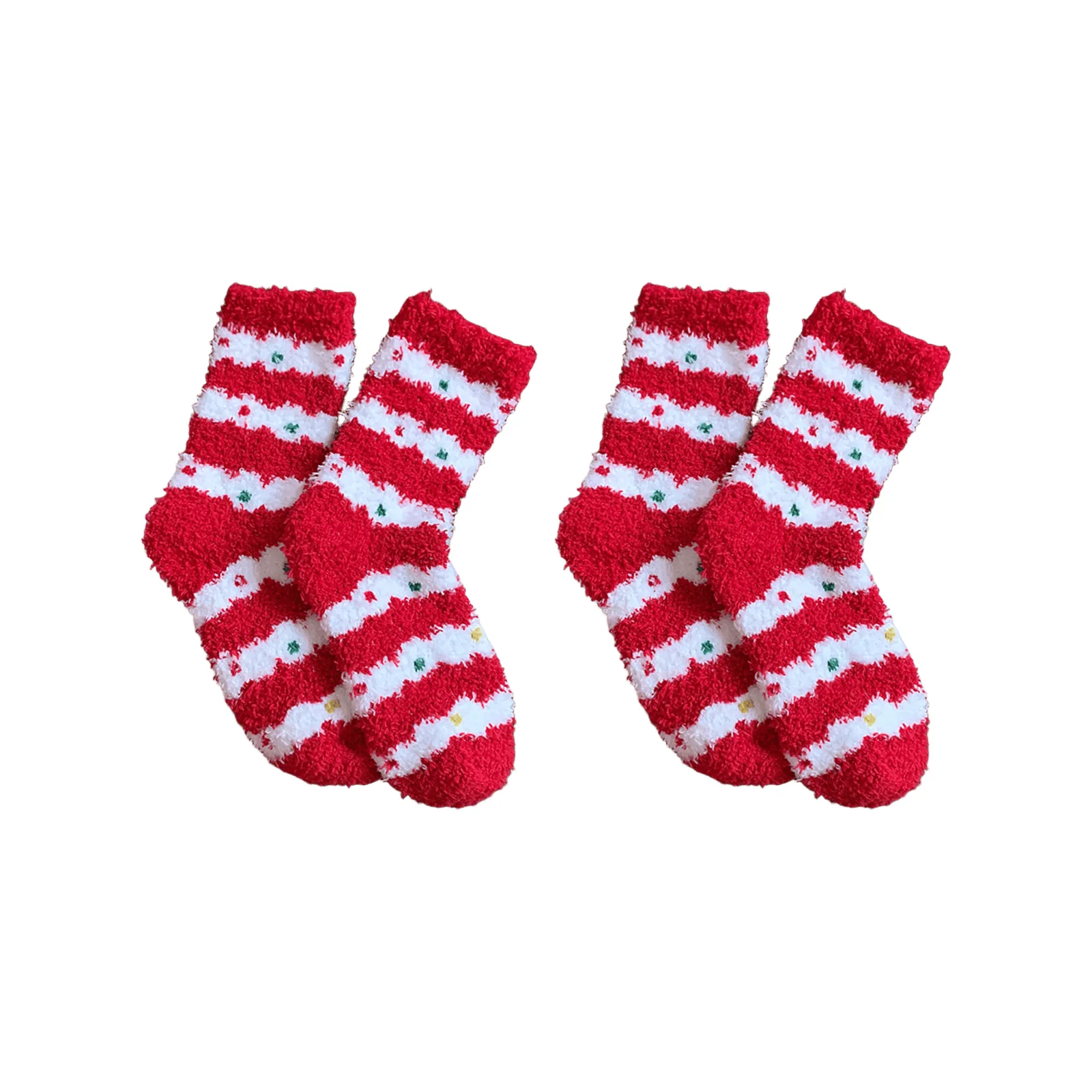 Christmas coral velvet cartoon socks gift box with 5 pairs (color dot stripes + Santa Claus + deer + Christmas tree + snowman)