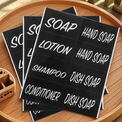 3Sheets Hand Soap Label Stickers Waterproof Self-Adhesive Sub-Bottle Decals for Bathroom Shampoo Dispenser Organization