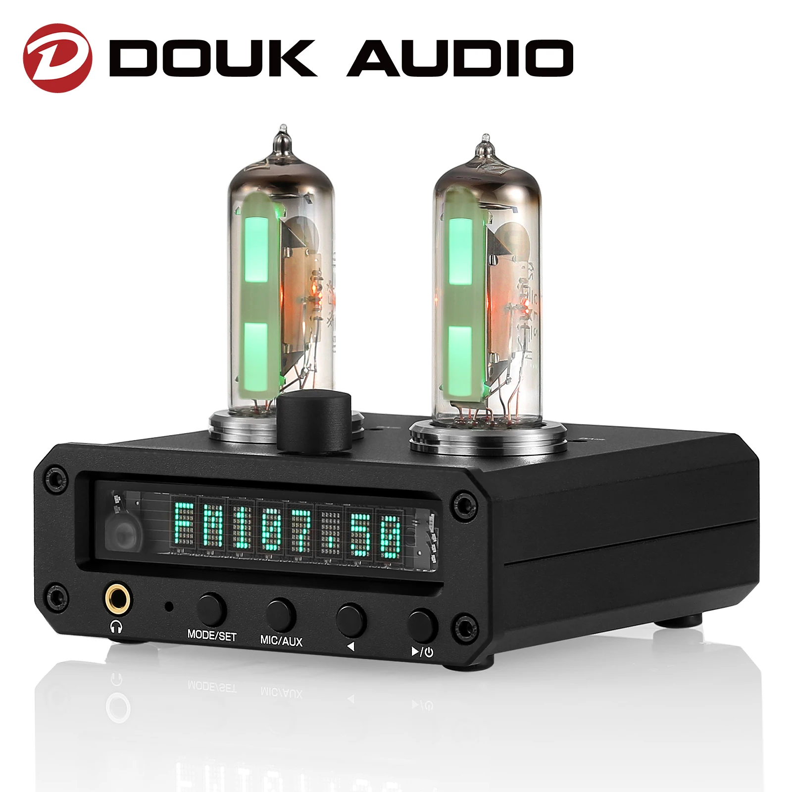 Douk Audio P2-FM Magic 6E2 Preamp Stereo Headphone Amp Sound Level Indicator FM Radio Clock