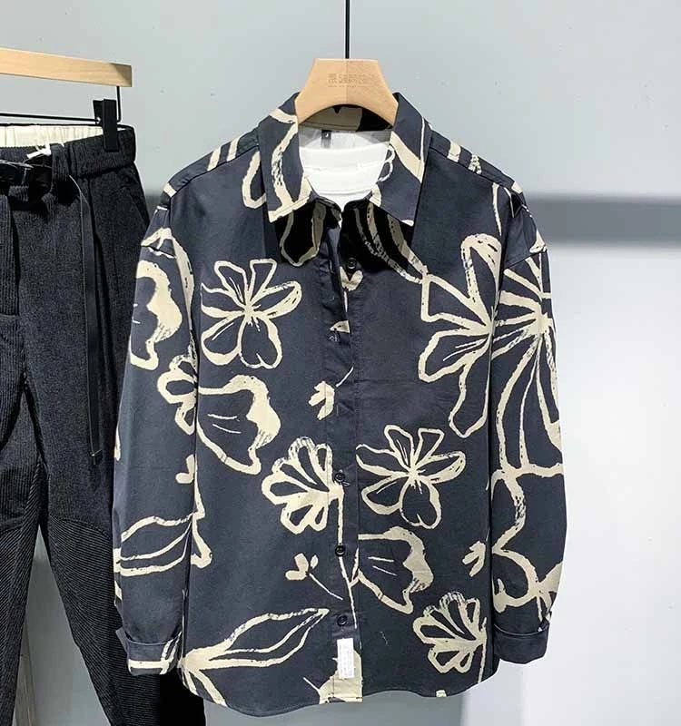 

Comfortable Loose Men's Printed irt Casual Faionable Korean Sle Autumn New Arrival Youth ular Long Sve Casual irt