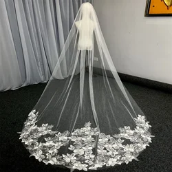 Long Lace Wedding Veil 3 Meters Long White Ivory Cathedral Bridal Veil with Comb Wedding Accessories Bride Headpieces