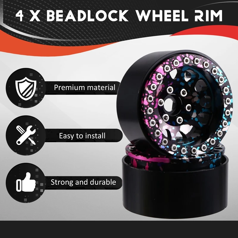 1.9Inch Beadlock Wheel Rim Rim Hub For 1/10 TRX4 SCX10 Wheel Rim For 1/10 TRX4 SCX10