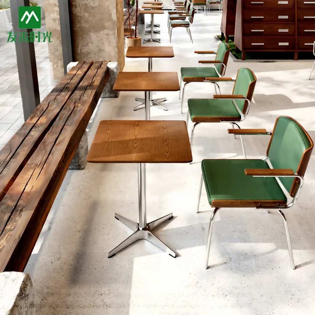 Modern Industrial Style Iron Coffee Shop Sets Durable Restaurant Furniture With Tables And Chairs For Commercial Cafe Furniture