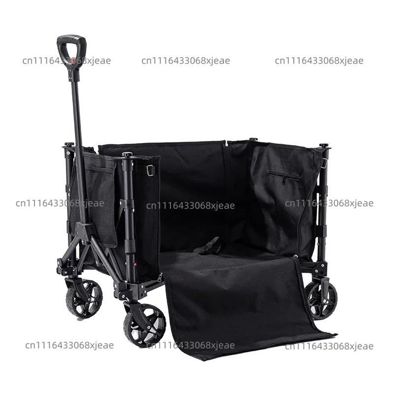Collapsible Folding Utility Beach Cart Wagon Heavy Duty Large Capacity Fold Wagon Trolley Portable Garden Cart