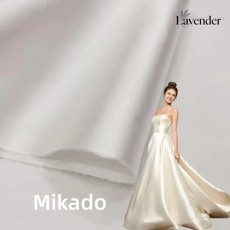 

New Fashion Design Popular Silk Like Mikado Fabric champagne Elegant Heavy Bridal Mikado Satin Fabric for Wedding Evening Dress