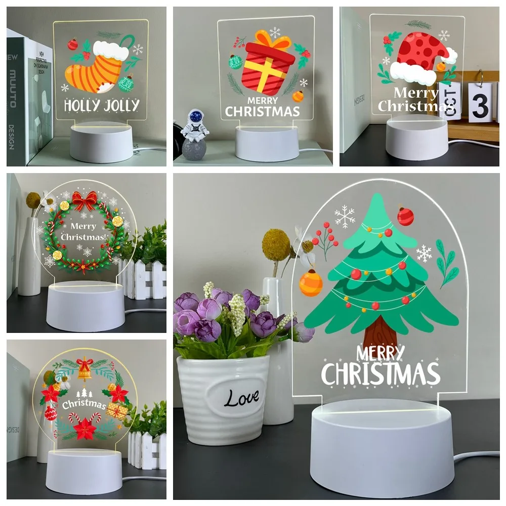 Color Changing Lamp Merry Christmas Gift For Baby Room Decor Caroon Flower Tree Acrylic Led Night Light