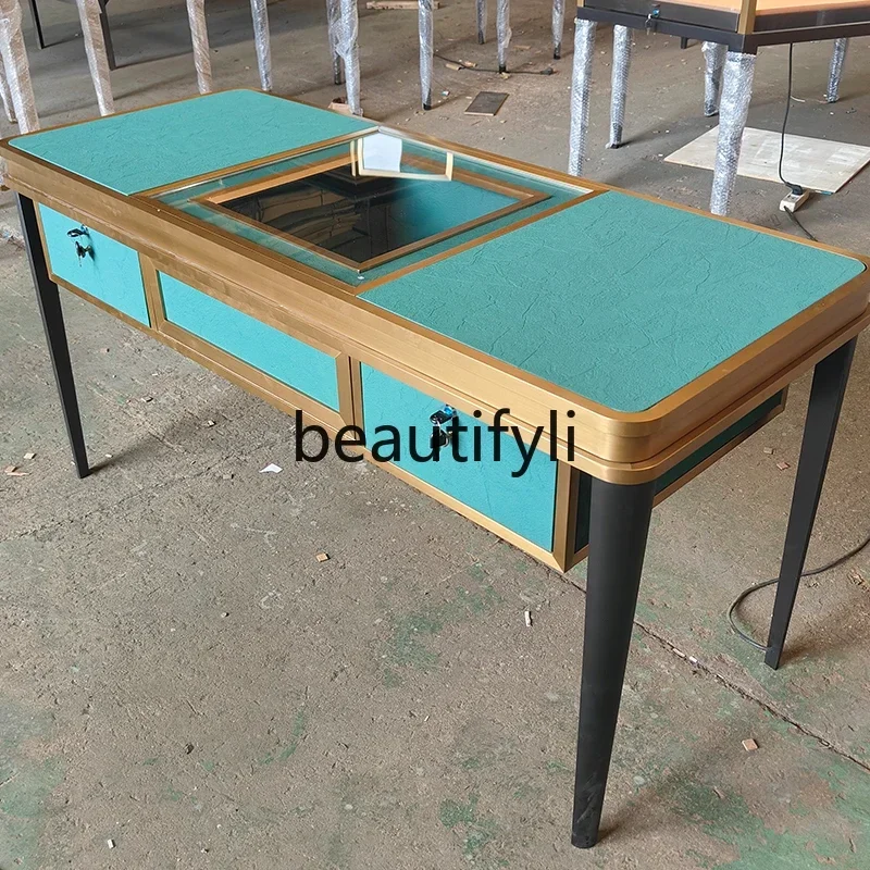 

High-end luxury goods negotiation table jewelry glass display cabinet viewing table customer reception console display cabinet