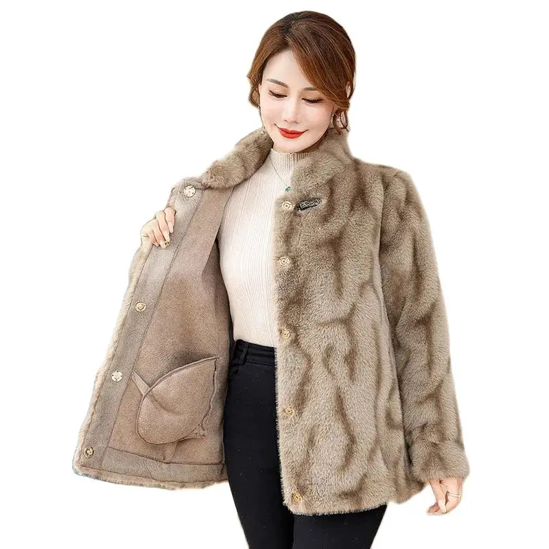 

Middle-aged Mother Autumn And Winter Wink Fur Coat Short Western Style Widdle-aged And Slderly Fashion Winter Fur Coat Woman 5XL