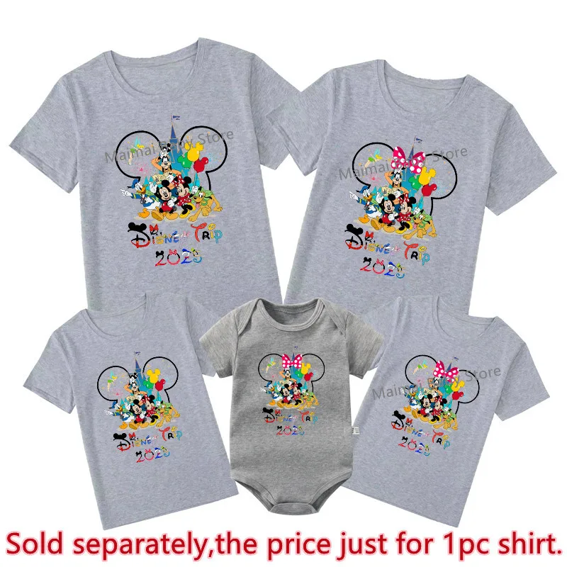 Disney Trip 2025 Family Matching Shirts Funny Mickey Minnie Tshirts Look Dad Mom Kids Tees Top First Disneyland Vacation Outfits