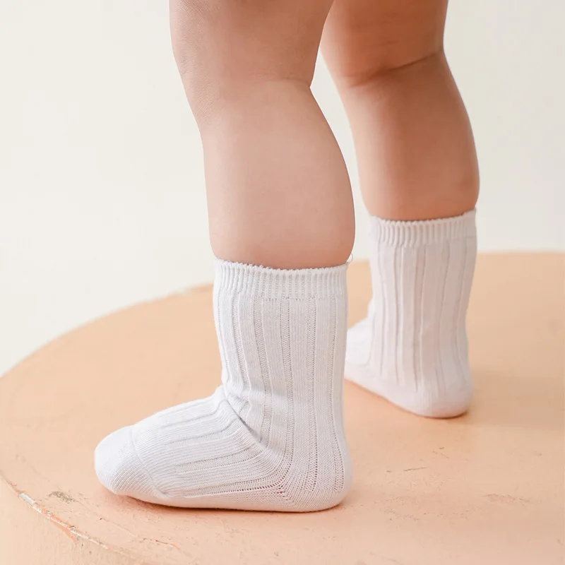 Cute Baby Boys Girls Socks Breathable Toddlers Kids Short Socks Solid Stripe Infant Christmas Casual Socks For 0-8Years