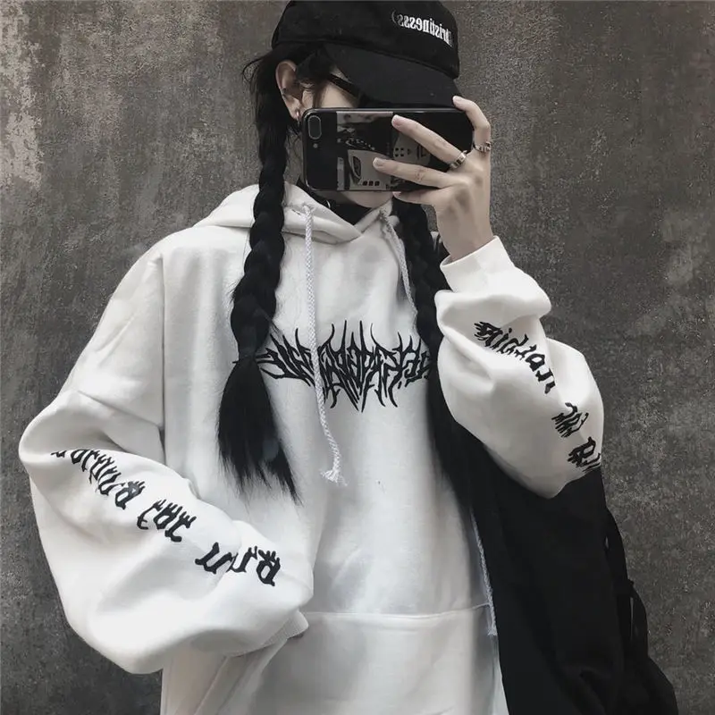 

American autumn winter loose streetwear contrasting letter printed sweatshirt fashionable long sleeved pullover top men women
