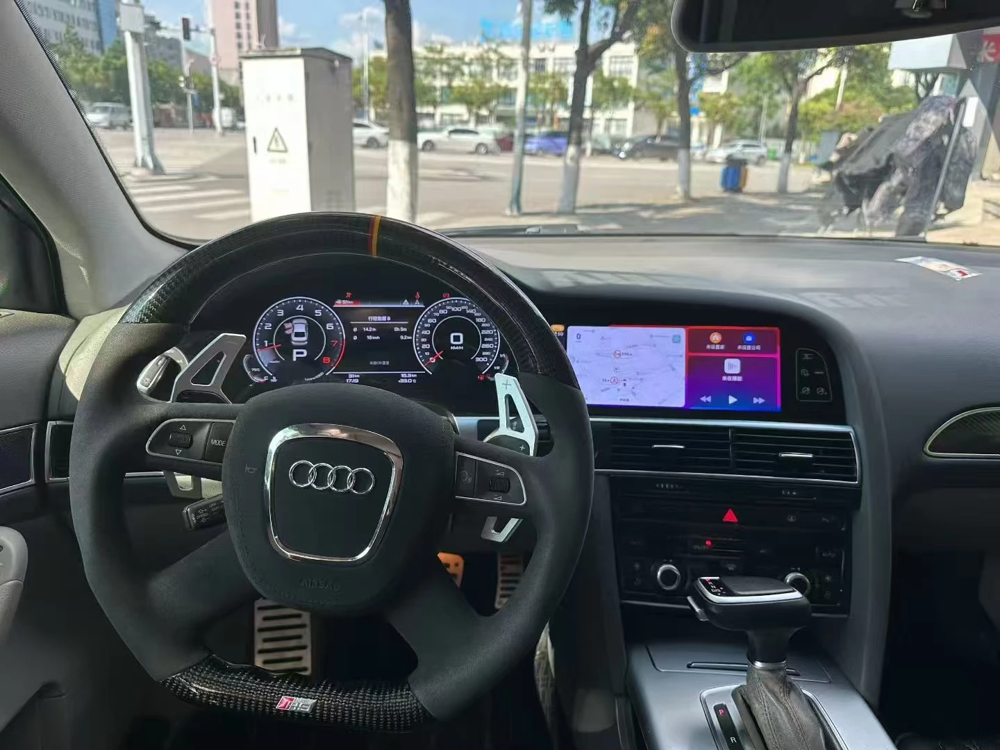 Android13 HD شاشة لأودي A6 2005-2012 Carplay سيارة لتحديد المواقع والملاحة السيارات ستيريو رئيس وحدة مشغل وسائط متعددة راديو السيارة الموسيقى AUX