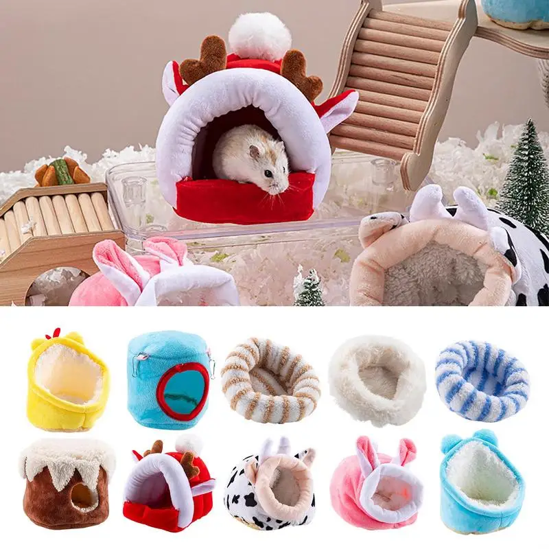 Hamster Houses And Hideouts Comfortable Warm Nest Pet Winter Cotton Nest Small Pet Houses Plush Sleeping Bag Guinea Pig Cage