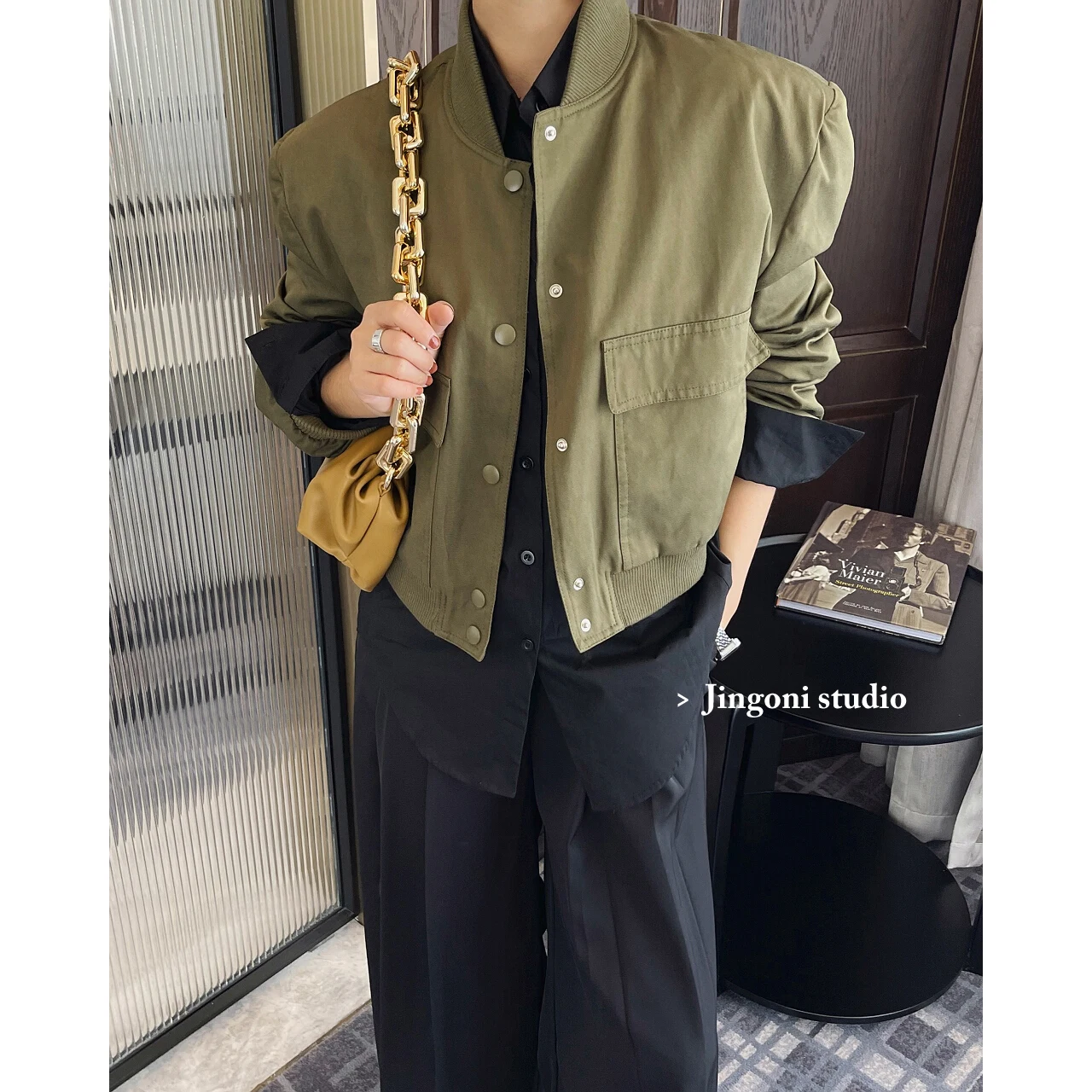 Women Jacket Green Cropped Bomber Racing 2023 Aviator Oversize Top Baseball Windbreaker Coat Korean Style Trench Y2k Cardigan