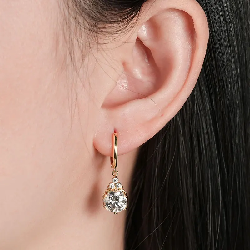 Lnngy Brilliant 6,5 mm-8 mm Moissanit-Ohrhänger für Damen, 925er Sterlingsilber, Tropfenohrring, Hochzeit, Verlobung, Party, Schmuck – Detail 8