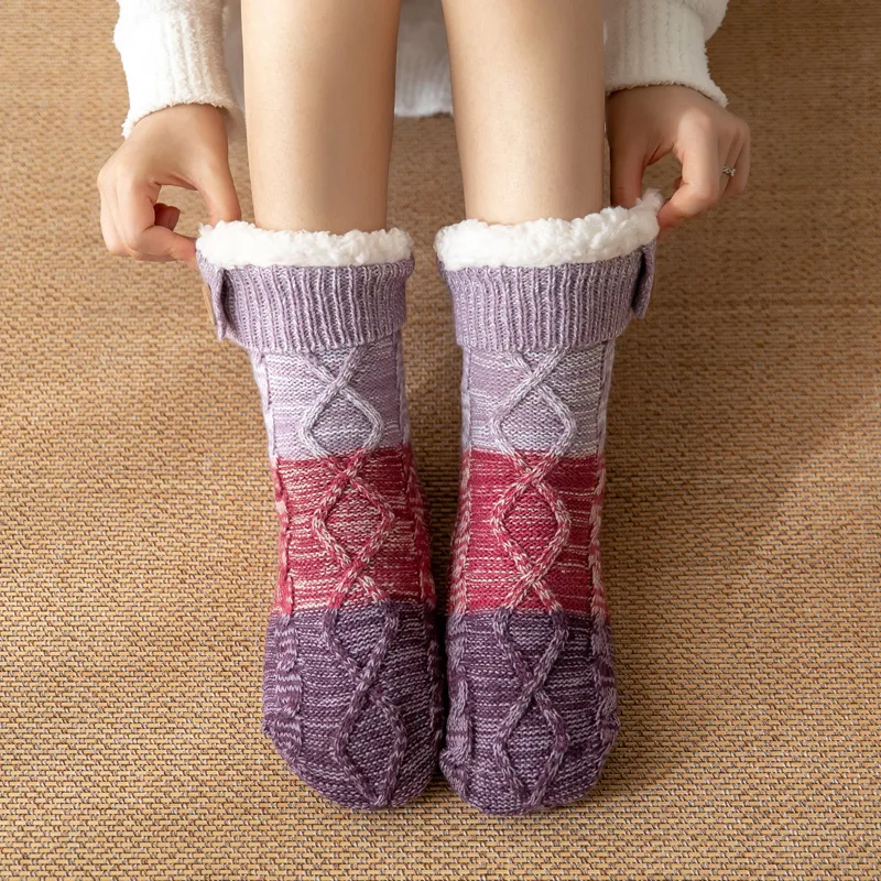 Fluffy Socks Women Fuzzy Thermal Winter Plush Soft Slip Non Grip Home Short Floor Comfy ladies Slippers Sock Female bottom