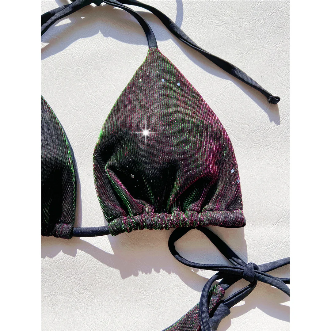 S - XL Sexy Farbverlauf Neckholder-Bikini mit Bindebändern, Damen-Badeanzug, zweiteiliger Bikini-Set, Badebekleidung, Badeanzug, Schwimmbikini V5678 – Detail 7