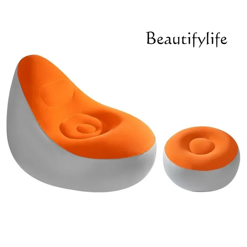 

PVC portable lounge chair foldable green adult sleeping seat outdoor orange space saver inflatable bed lazy sofa