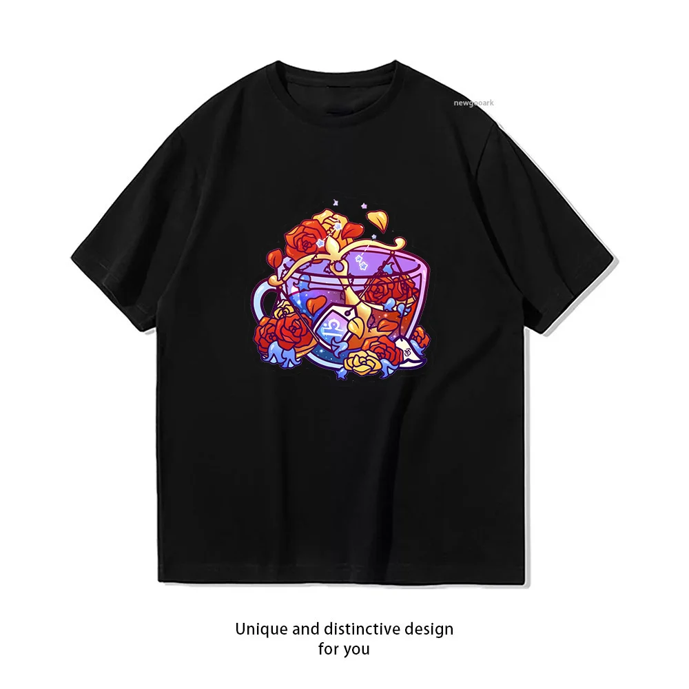 Libra Zodiac Teacup T-shirt woman man Casual cotton graphic t shirts Adult streetwear camisetas tops tee Short-sleev
