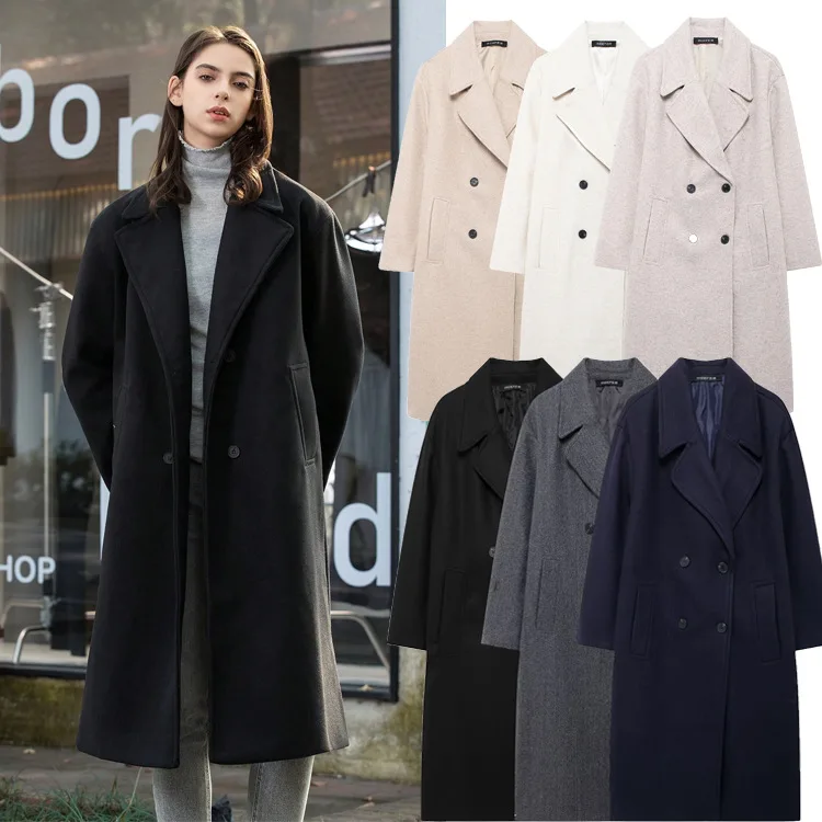Women Winter New Double Faced Wool Coat Street Style Warm Light Luxury Casual Trench Coat