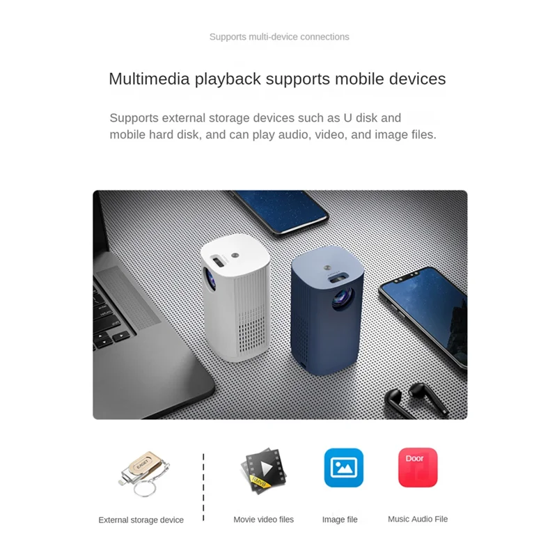 

A20F-Mini Projector 1080P Wireless Movie Projectors 100Inches Same Screen Technique Home Theater Video Player EU Plug