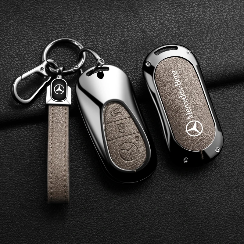 

Leather Car Remote Key Case Cover For Mercedes Benz F C Class GLC EQA EQB EQE EQS W206 W223 X254 2022-2026 Protect Shell Sticker