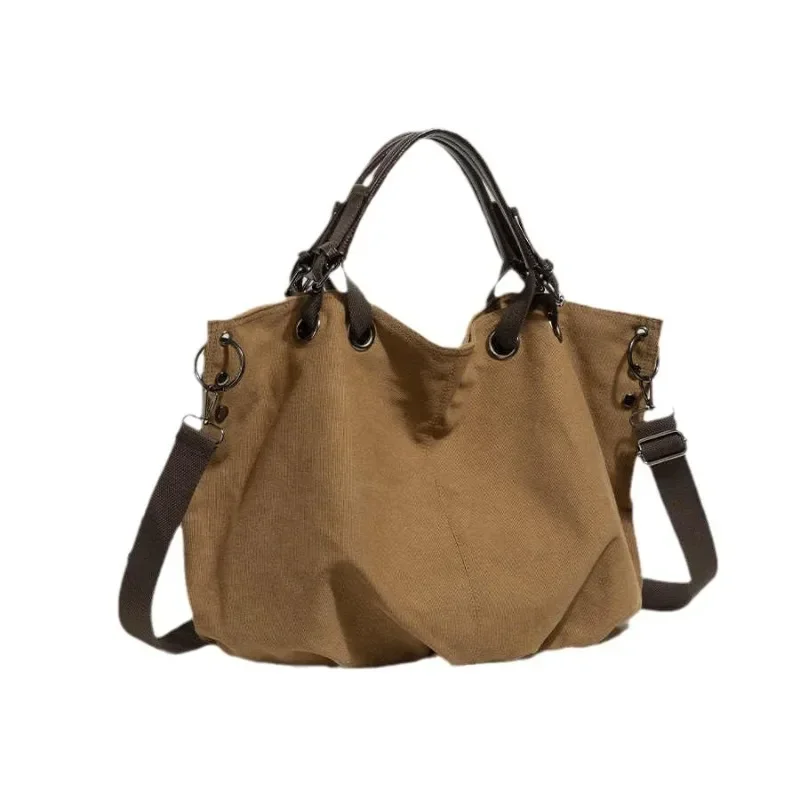 Nova sacola de lona de grande capacidade para mulheres versátil ombro e mão transportar durável e elegante design bolsa tote feminina