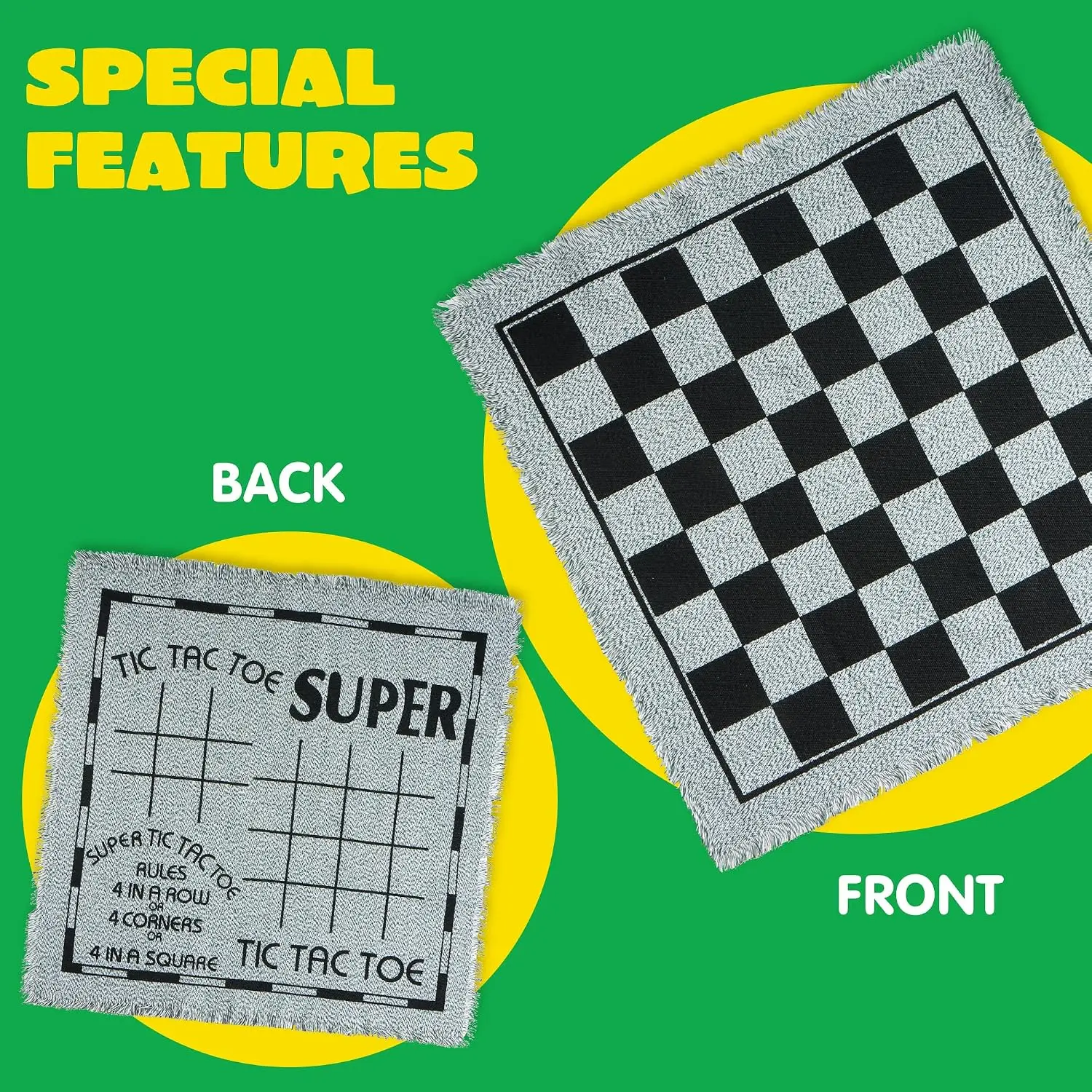 Giant Checkers & Super Tic Tac Toe Combo Game – Oversized Washable Cloth Board With Classic Checker Pieces, 4-In-A-Row Tic Tac Toe Rules Included, Fun For Kids And Adults, Ideal For Camping And Picnics view 5