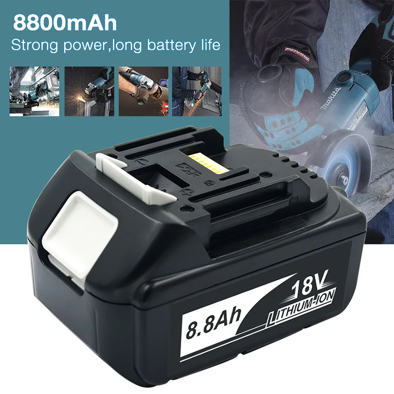 BL1860 18V 8.8Ah Li-ion Power Tool Rechargeable Battery for Makita Screwdrivers BL1830 BL1840 BL1850 BL1860B BL1830B DF454DZ