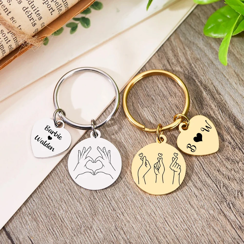 Love Little Thumb Pull Hook Promise Keychain Personalized Custom Name Stainless Steel Keyring Anniversary Valentine's Day Gifts