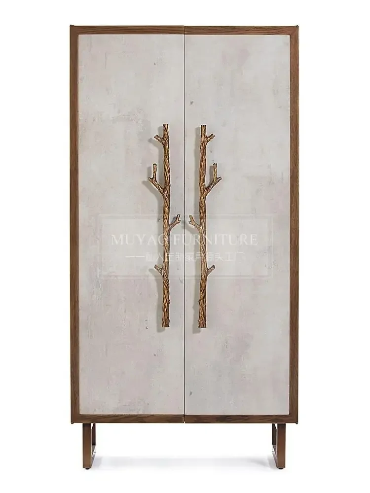 A  American retro solid wood bookcase entry porch cabinet storage creative double door dining side cabinet French wine cabinet