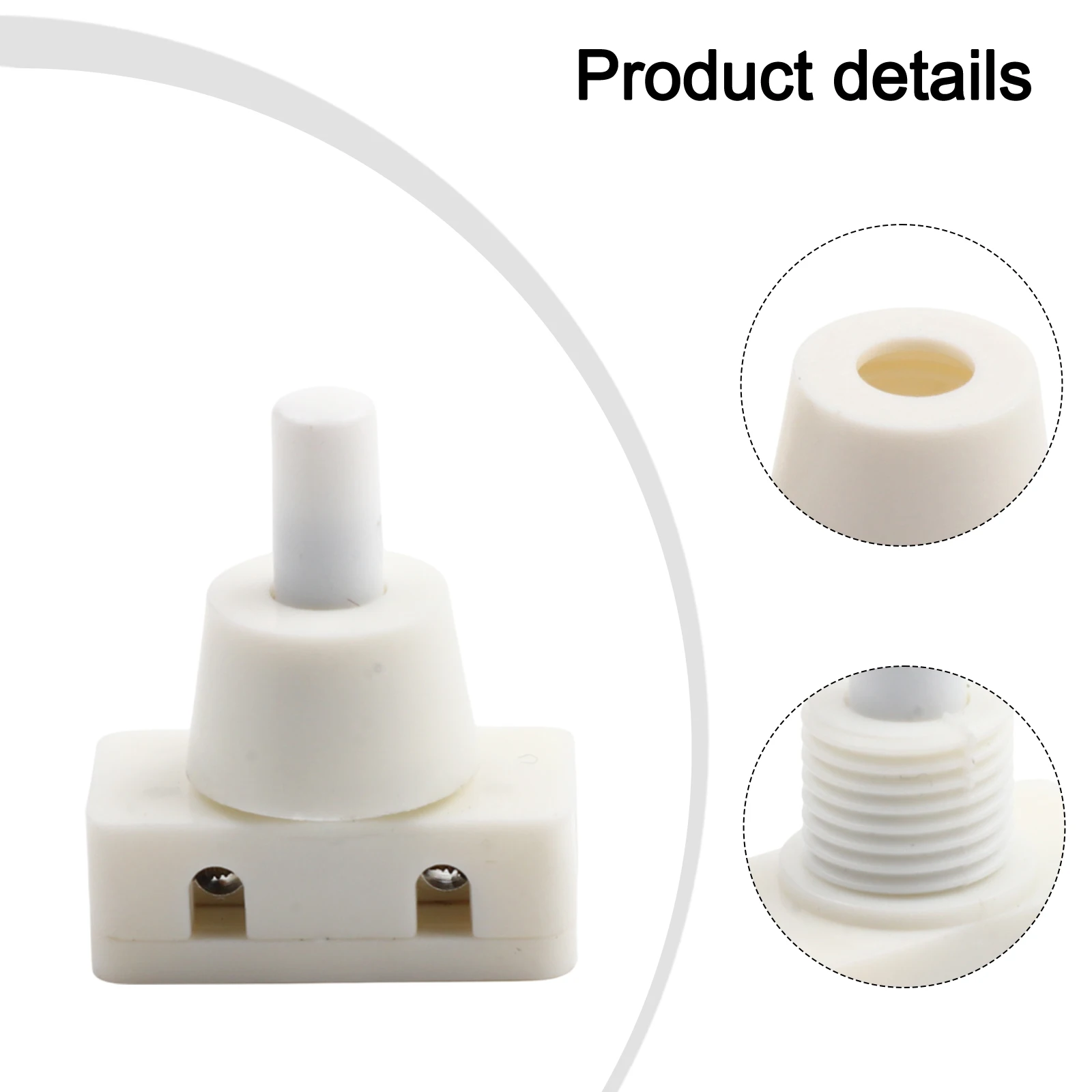 ABS Material Lamp Switch For DIY Projects 2A Rated Current Screw Terminal Connection White Color 10mm Packing Diameter