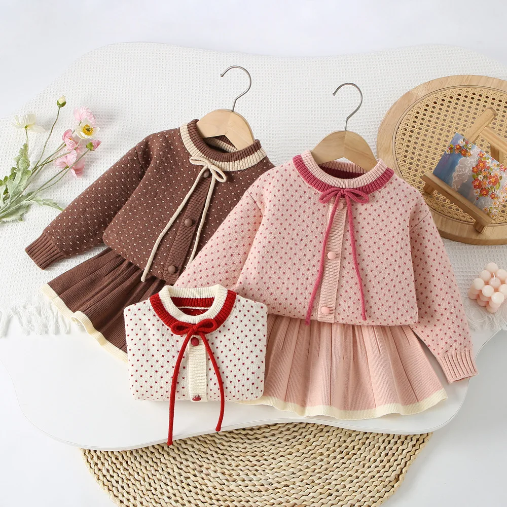 Girls Clothes Adorable Fall Winter Sweater 2PCS SETS kids' sets and outfits Baby Girl Clothes Knit Shirt + Skirt Set
