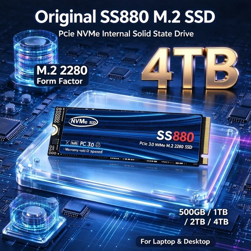 Original SS880 M2 SSD 500GB 1TB 2TB 4TB M.2 2280 PCIe NVME SSD Internal Solid State Drive Hard Disk for Laptop Desktop