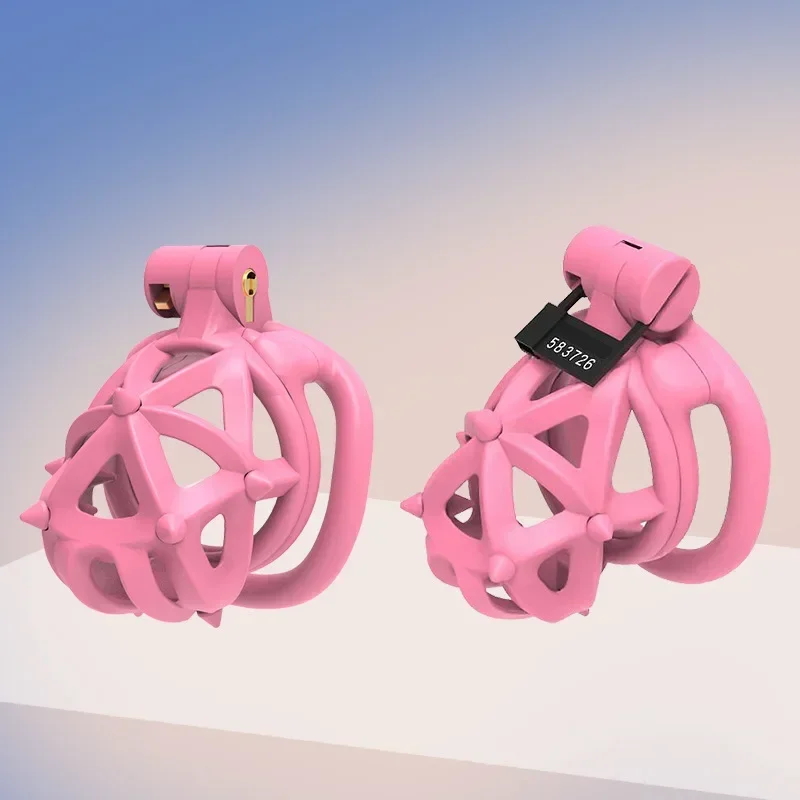 Новый розовый Мужской Пояс верности с двойными головками Мягкие Шипы дышащий CB замок легкая клетка для пениса БДСМ для взрослых для игры