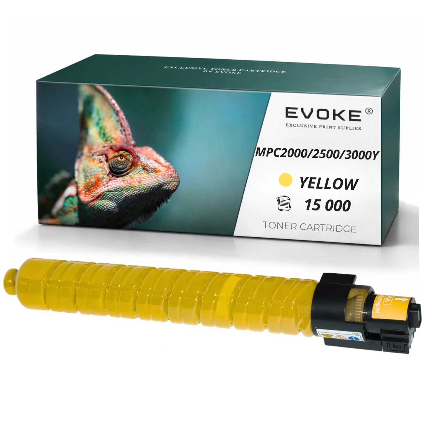 Evoke compatibele toner voor Ricoh Mpc-2000 2500 3000Y Mpc2000Y Mpc2500Y Mpc3000Y Mpc2000 Mpc2500 Mpc3000 888641 884947 842031 Geel 15000 pagina's Aficio Mp C2000 C2500 C3000