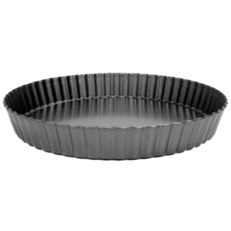 A78I Non-Stick Quiche Flan Pan Molds Pie Pizza Cake Round Mould Removable Loose Bottom Fluted Heavy Duty Pie Pan Bakeware 9In