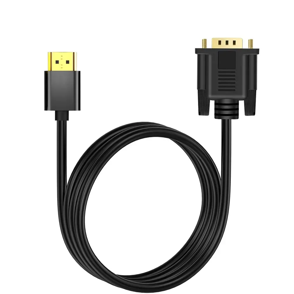 Câble HDMI mâle vers VGA mâle pour ordinateur portable, adaptateur numérique vers analogique, plug and play, compatible sans pilote