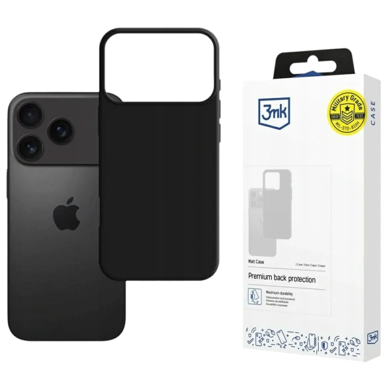 ETUI Basic Case Dla iPhone 17 Pro Max OBUDOWA 3MK Matt Black Mobile Phone Cover Komórkowy Wytrzymała Ochronna Obudowa Na Telefon iPhone — 2