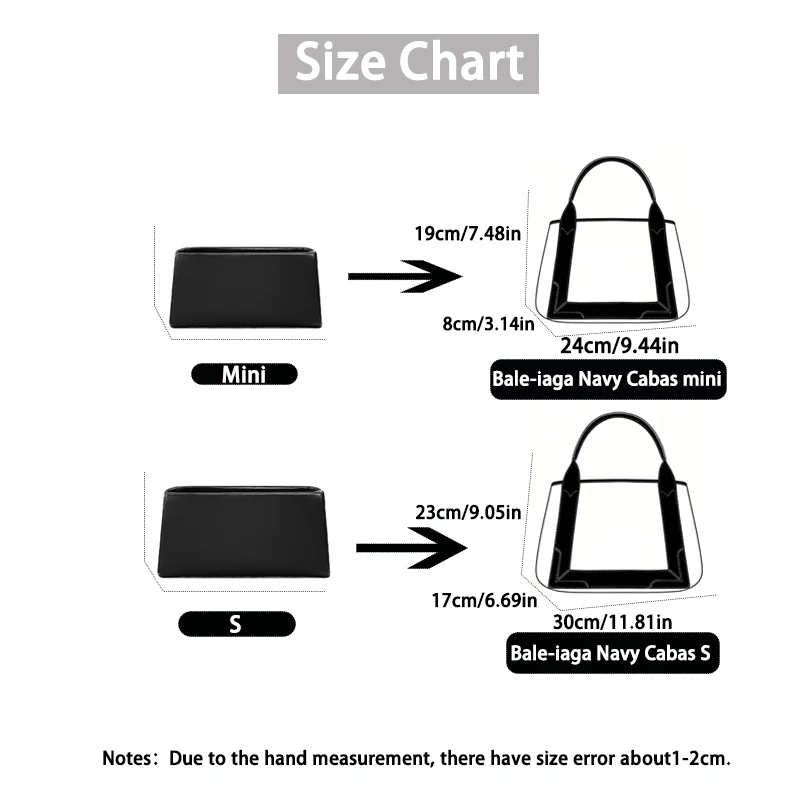 EverToner Bag insert organizer for Bale-iaga Navy Cabas Bag nylon storage support storage inner modification bag accessories