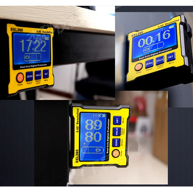 DXL360S Angle ruler Elevation meter Dual Axis Level measure box Digital Protractor Inclinometer