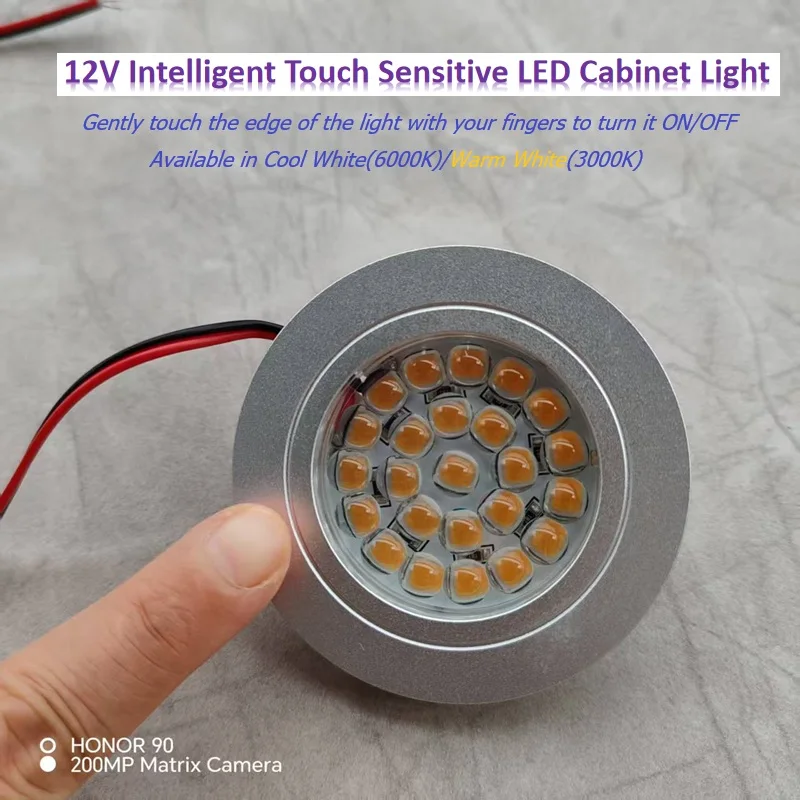 

12 В интеллектуальный сенсорный светодиодный светильник для шкафа, встроенная установка со шрапнелью для фургонов/яхт/дома на колесах, внутренняя купольная лампа