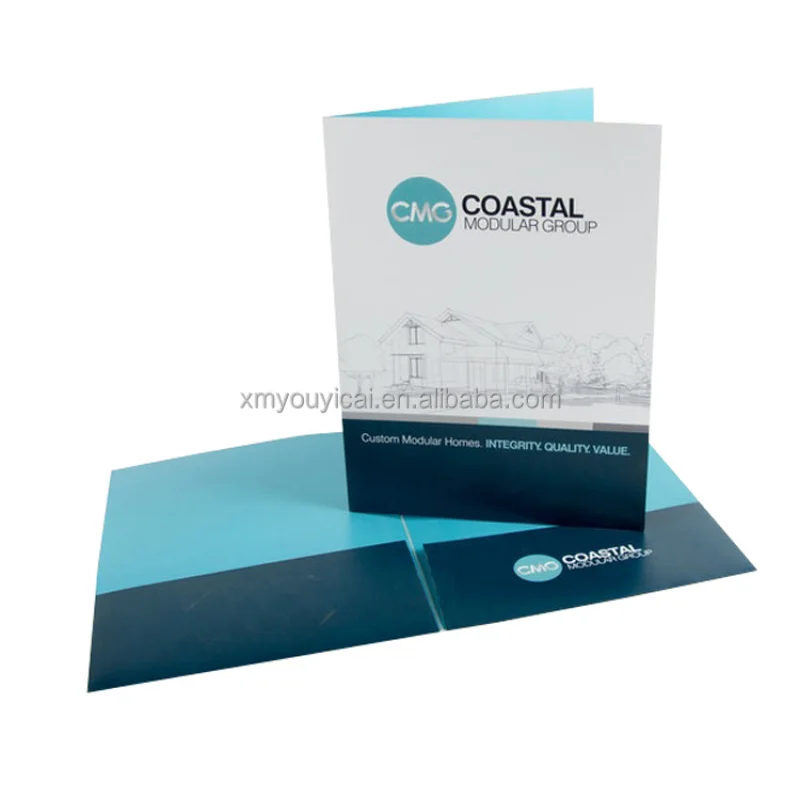 Pasta de arquivo de apresentação de papel de papelão impressa personalizada A4 A5 9x12 polegadas para documentos