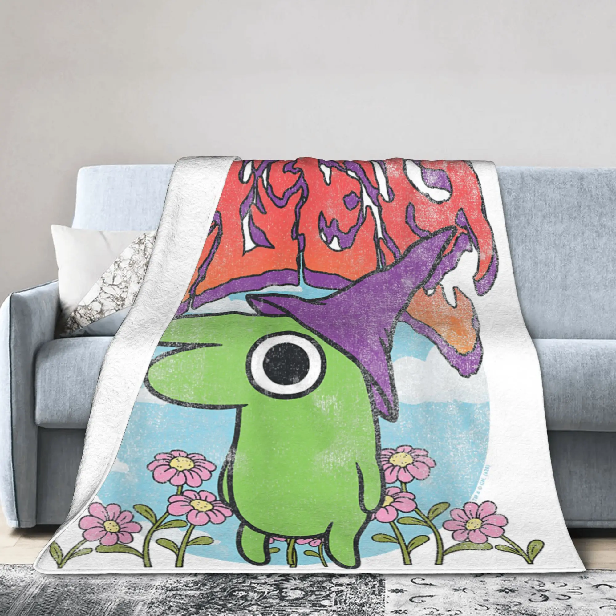Smiling Friends Glep Vintage Heavy Metal Knitted Blankets Flower Cartoon Flannel Throw Blanket Portable Ultra-Soft Multifunction