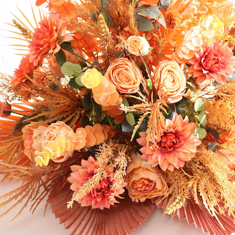 Wedding stage decoration, arrangement, rich wedding flower arrangement T-stage wedding silk flower road art simula